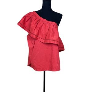 NWT Lauren Ralph Lauren Ruffled One-Shoulder Cotton Top
